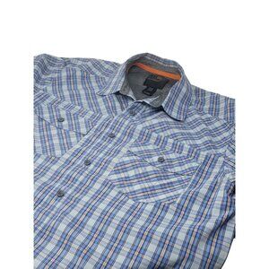 5.11 Tactile Snap Up Shirt Size Medium Men's Short‎ Sleeve Plaid Pockets Blue